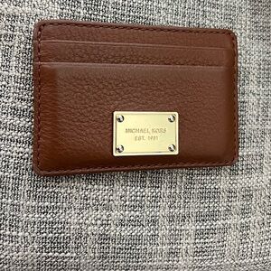 Michael Kors Brown Card Holder with Gold Logo